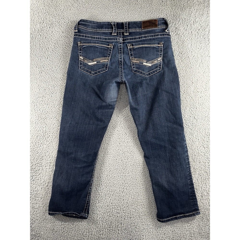 Bke Denim Jeans Women 30 Low Rise Cropped Thick Stitch Y2K Western Retro